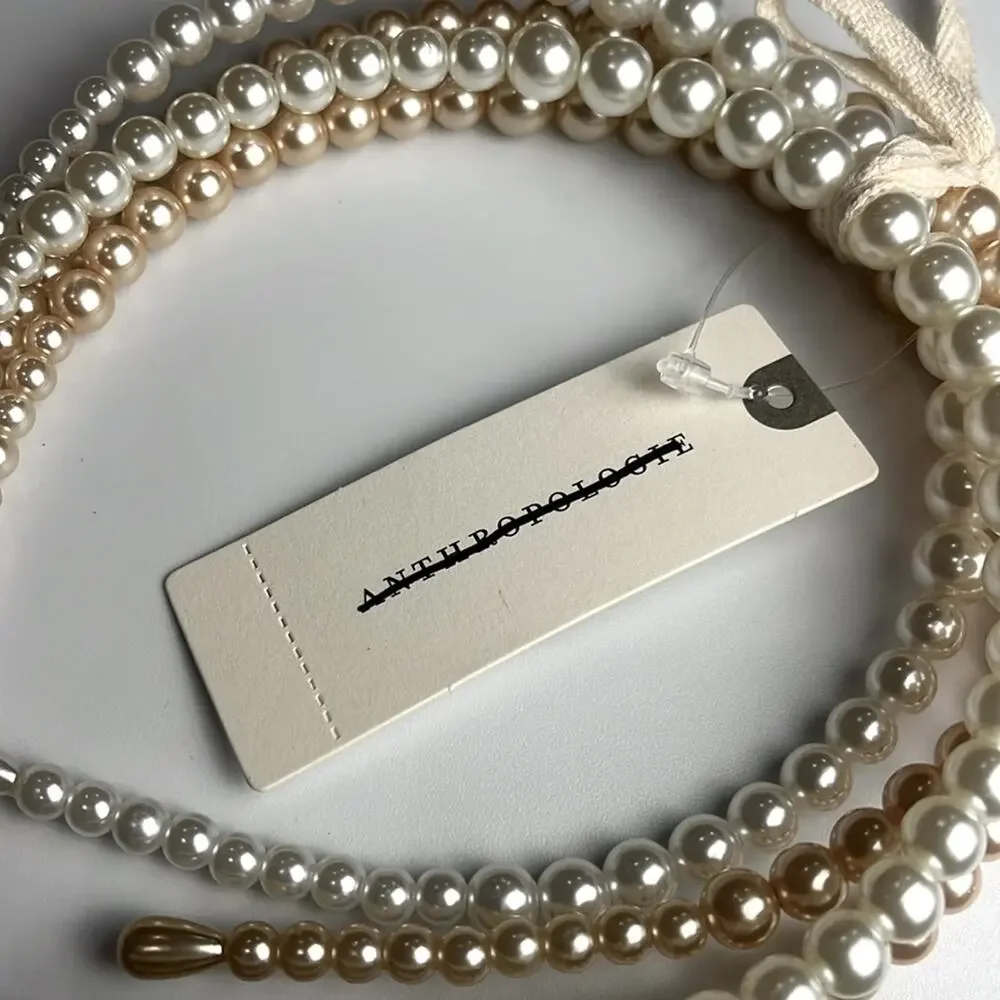 ANTHROPOLOGIE • Faux Pearl 4pc Headband Set